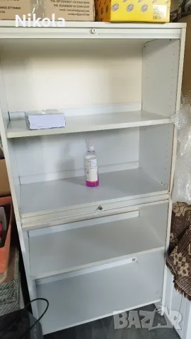 Шкаф с ролетни щори бял - Офис шкаф -гардероб на две нива 80/40/168 см, снимка 7 - Шкафове и рафтове - 55372091