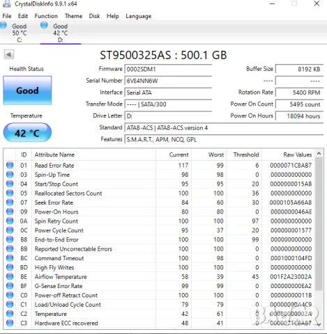 500 GB хард диск Seagate ST9500325AS с капацитет 500 GB, формат 2.5 - с оригинална щина, снимка 3 - Твърди дискове - 55335254