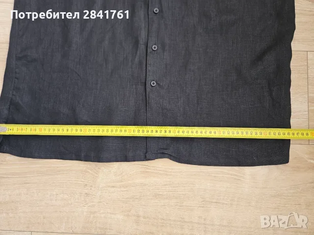 Мъжка черна ленена риза, снимка 6 - Ризи - 55700288