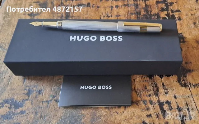 писалка HUGO BOSS Gear метал сребро и злато с модернизирани ивици, снимка 3 - Ученически пособия, канцеларски материали - 55577838