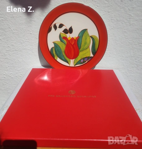Разкошно декоративно плато Wedgwood Clarice Cliff Red Tulip, снимка 4 - Декорация за дома - 55247431