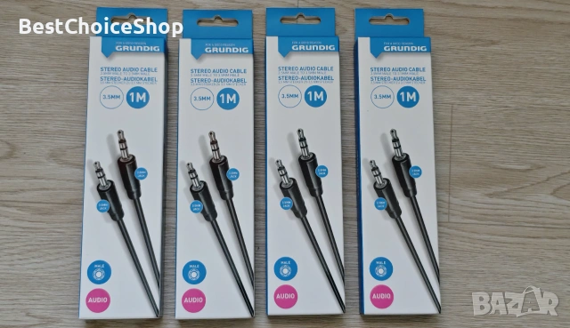 Grundig четири бройки нови стерео аудио кабели 3.5mm Male to Male, 1 метър!