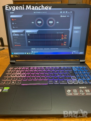 Продавам (Gaming Laptop) Acer Nitro 5 AN515-45 – Ryzen 9 5900HX / RTX 3080 / 32GB RAM / 1TB SSD / 14