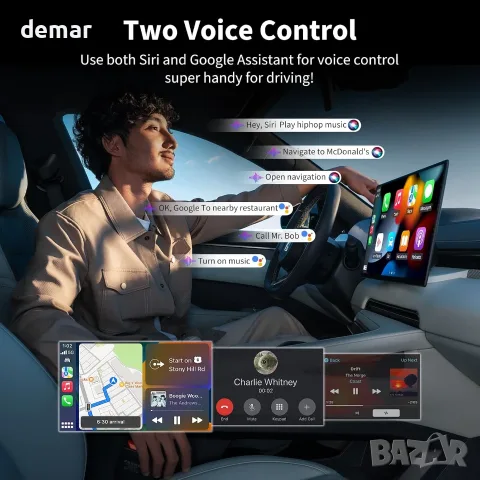 Безжичен CarPlay адаптер, 2-в-1 за Apple и Android (iOS 10+/Android 11+), снимка 3 - Аксесоари и консумативи - 55503042