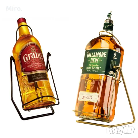 Празни бутилки от уиски 4.5 литра с метални люлки (Tullamore Dew и Grant's)