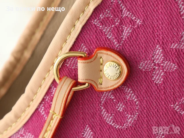 LV / Neverwoof Pet / Pink Denim Розова Дамска Чанта Естествена Телешка Кожа Код ch51, снимка 5 - Чанти - 55417083