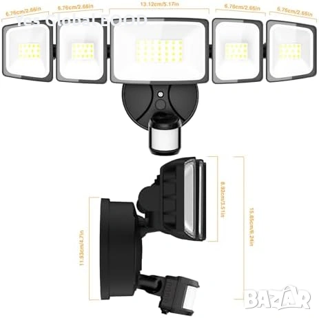 Onforu LED прожектор 55W с датчик за движение IP65, снимка 8 - Лампи за стена - 55016953
