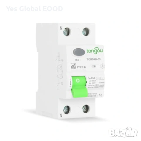 TONGOU RCCB Type B 63A 30mA 2P за EV зарядни