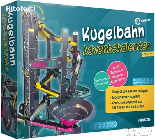 FRANZIS 67300 Advent Calendar Marble Run, комплект за занаяти, изработен от картон