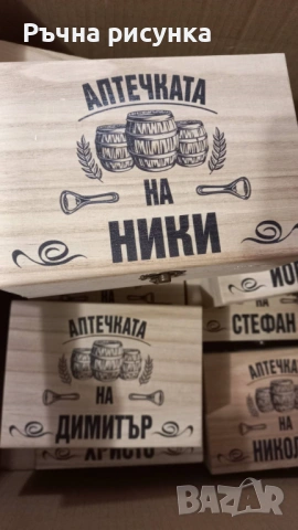 Кутия с шотове - пример "Аптечката на Георги ",Йордан ,Иван ,Христо,Стефан,Трифон ,Димитър и други, снимка 12 - Декорация за дома - 47839866