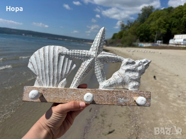 Закачалка за стена от дърво с морски декор , снимка 8 - Декорация за дома - 50178750
