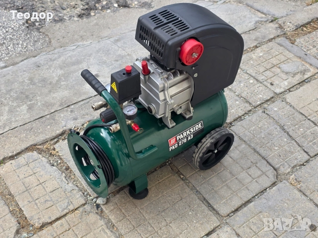Компресор Parkside 24 литра Еднобутален 1,8kW 8 Bar, снимка 4 - Компресори - 55266232