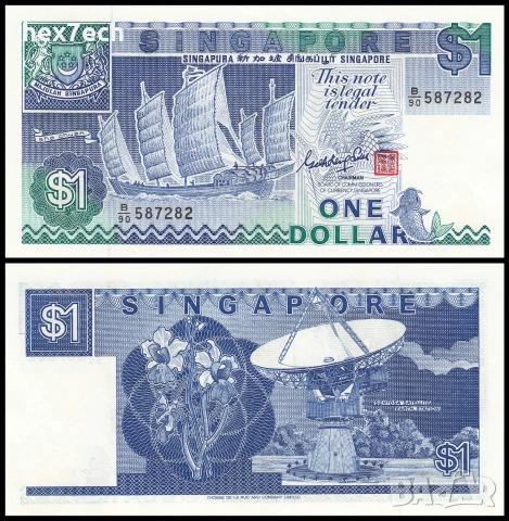 ❤️ ⭐ Сингапур 1987 1 долар UNC нова ⭐ ❤️