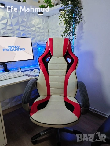 Професионален Геймърски Стол – White & Red Edition – Ергономичен“