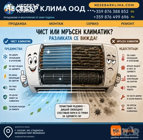 Профилактика на климатици | Несебър – Почистване, проверка и защита
