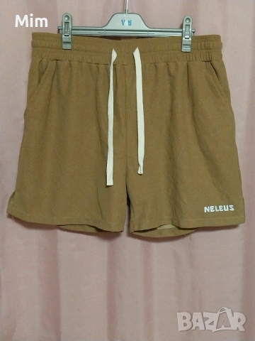 NELEUS SPORT WEAR XL Къси спортни шорти в сиво и кафяво , снимка 10 - Къси панталони и бермуди - 55215462