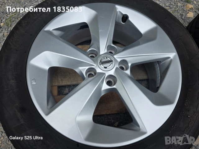 Лети джанти 17ки 5х114.3 Nissan + летни гуми 215/60/17, снимка 4 - Гуми и джанти - 54713039