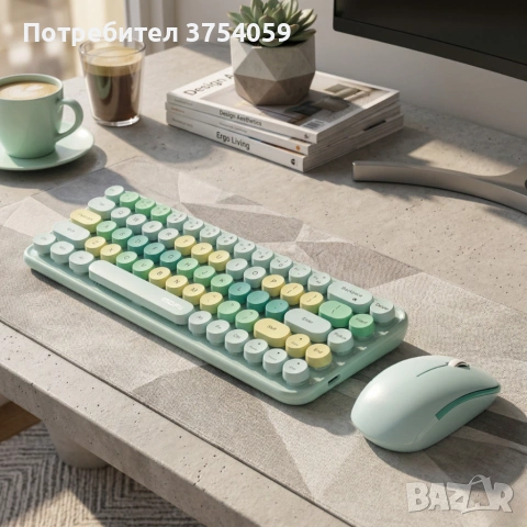 Комплект безжична клавиатура и мишка MOFII Bean, 2.4G - ергономичен дизайн и компактни размери, снимка 2 - Клавиатури и мишки - 55160445