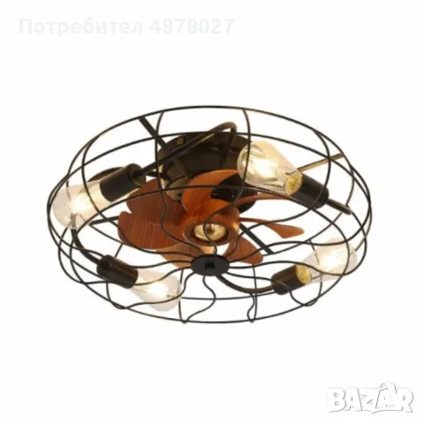 1бр/ Вентилатор за таван с LED осветление, 50 см – индустриален стил, енергоспестяващ DC мотор, 6 ск, снимка 6 - Вентилатори - 55335057