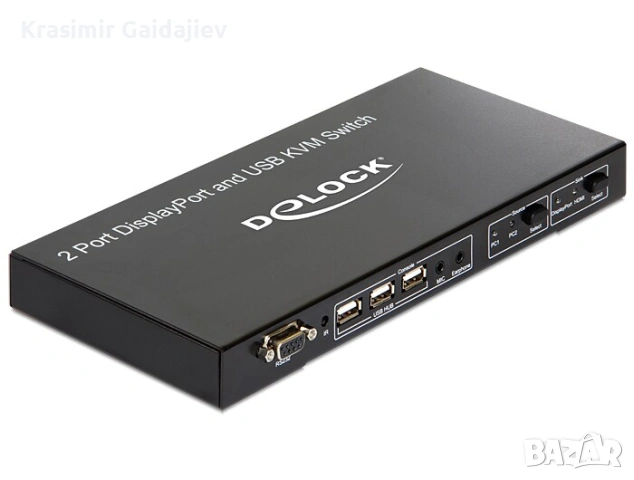 DeLock 2-портов DisplayPort и USB KVM превключвател / KVM / USB превключвател / USB / 2 x KVM / USB , снимка 4 - Кабели и адаптери - 54819907