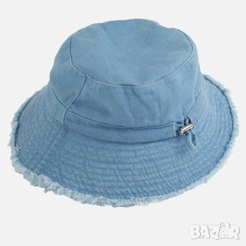 Дамска bucket шапка от памук jean синя_1261562