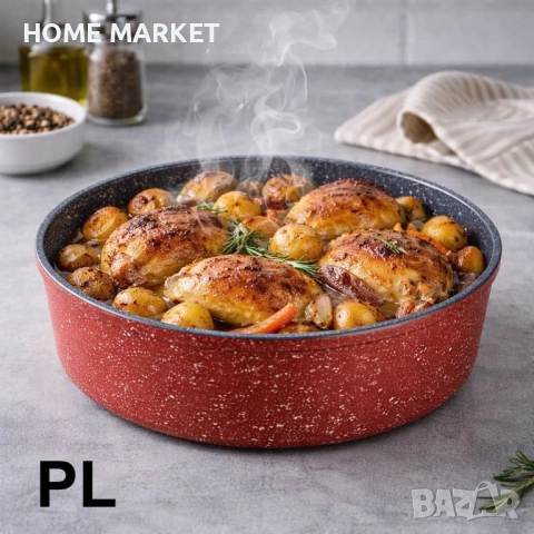 Тава Oliver Voltz OV54322B – Кръгла алуминиева тава с мраморно покритие (28/7, 30/7, 32/7 см)  , снимка 3 - Прибори за хранене, готвене и сервиране - 54016122