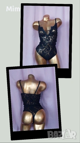 Body XS/S Черно дантелено боди с отворено дъно 