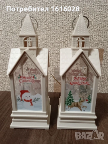 Коледни бели къщички - LED фенери., снимка 2 - Други - 49551678