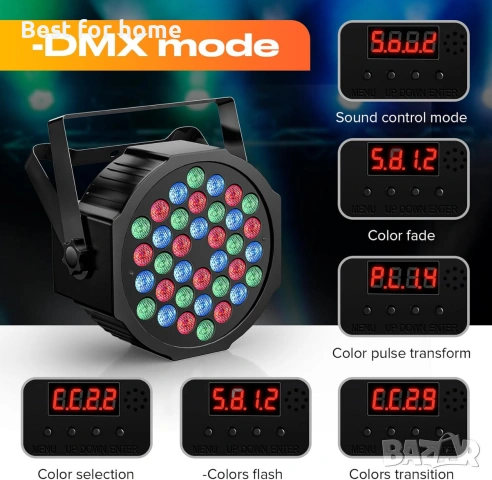U`King 4PCS RGB Par LED батерии с чанта, безжична 36 LED сценична лампа с дистанционно управление, снимка 2 - Лед осветление - 55047608