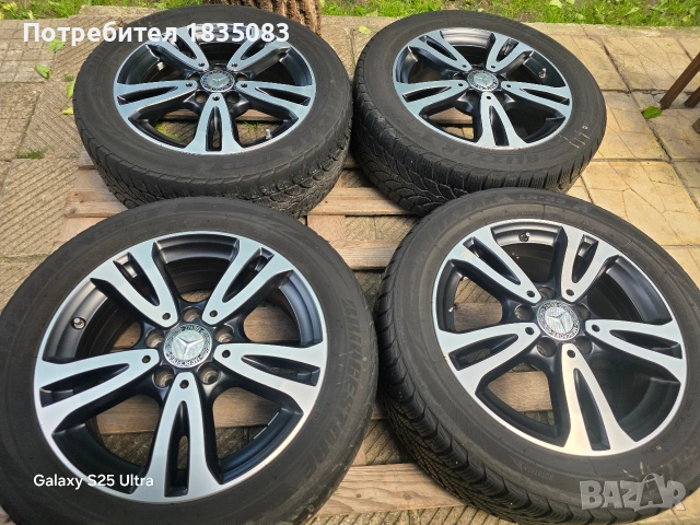 Лети джанти 16ки 5х112 Mercedes + зимни гуми 205/55/16 Bridgestone, снимка 3 - Гуми и джанти - 54856187