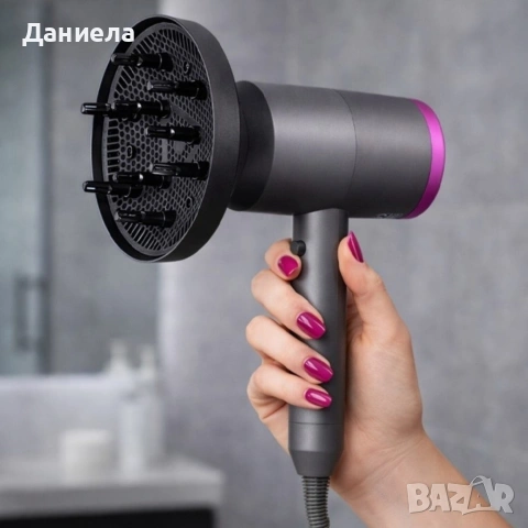 Професионален сешоар за коса 4-в-1 с 3 приставки, 110 000 об./мин., 3 температури и 2 скорости, снимка 4 - Сешоари - 54974623