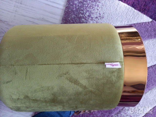 Табуретка,зелено кадифе, 36 x 28 см, снимка 2 - Столове - 54245624