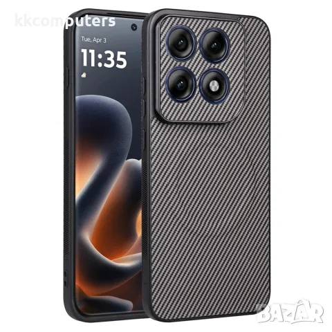 За Motorola Edge 70 Pro 5G / 70 Pro+ 5G Carbon Fiber TPU PC Кожен Калъф с Метален Ринг за Магнитна С