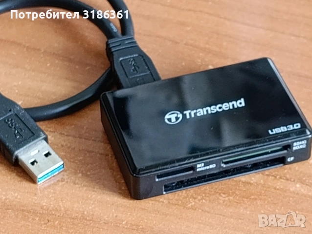 Transcend card reader,micro SD,SDHC,SDXC,CF, снимка 2 - Чанти, стативи, аксесоари - 54213032