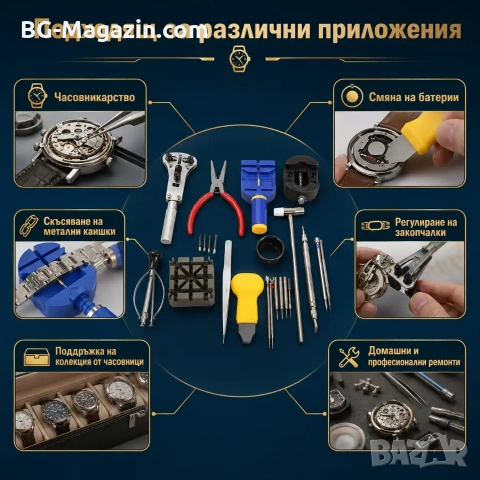 Професионални часовникарски инструменти за ремонт на верижки смяна на батерия комплект отвертки, снимка 6 - Отвертки - 50987608