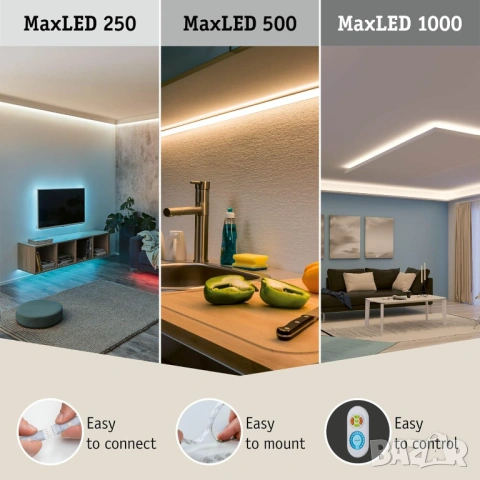 LED лента Paulmann MaxLED 500 Full Line COB 2.5 м 15W 1250 lm 2700K - НОВА -, снимка 8 - Лед осветление - 54693725