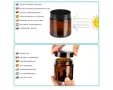 8 броя кръгли кехлибарени стъклени буркани с черни капачки 120ml, снимка 4
