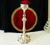 Посребрен свещник,рози,орнаменти,36 см.,1 кг. , снимка 9