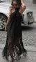 Хитова черна ленена рокля Zara с макраме и ресни, размер XS (Blogger's favorite / Много тьрсен модел, снимка 14