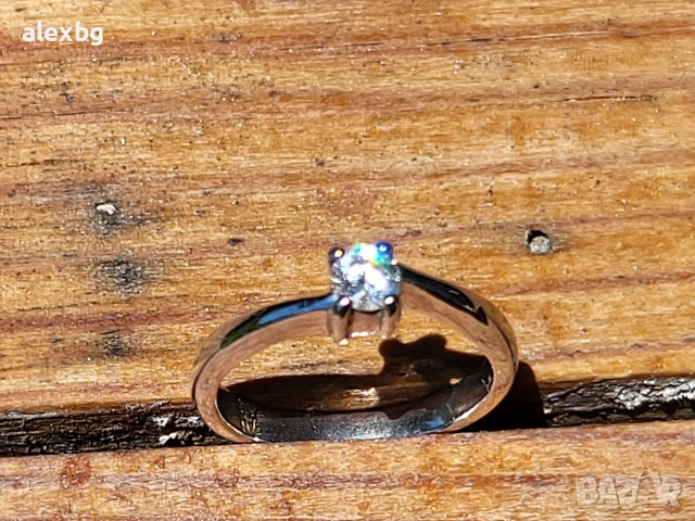 18к Пръстен бяло злато 2g с 0.18ct диамант VS1, снимка 10 - Пръстени - 53440520