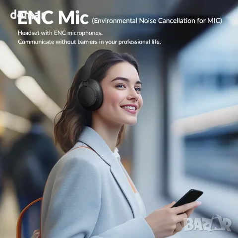 TONEMAC H7 Безжични Bluetooth слушалки с активно шумопотискане, ANC Hi-Fi аудио, 40 мм, снимка 7 - Bluetooth слушалки - 55569772