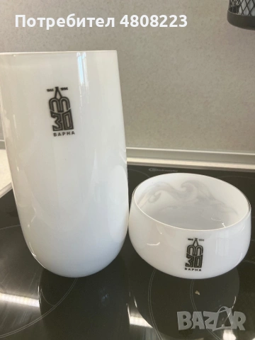 Ръчно рисувани стъклена ваза и купа, снимка 5 - Декорация за дома - 54317297