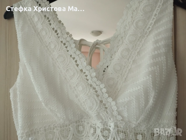 Бяла рокля размер М , снимка 6 - Рокли - 54936280