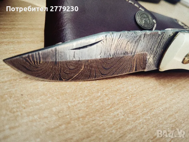 Ножка и нож от дамаска стомана ръчна изработка , снимка 5 - Ножове - 55389827