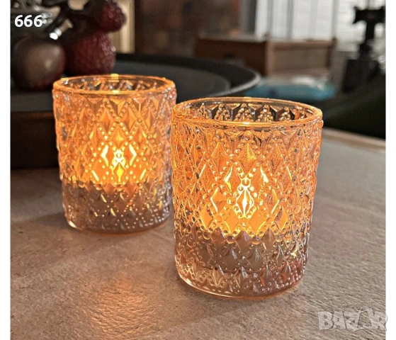 Комплект 12 броя стъклени свещници , снимка 8 - Други стоки за дома - 54130079