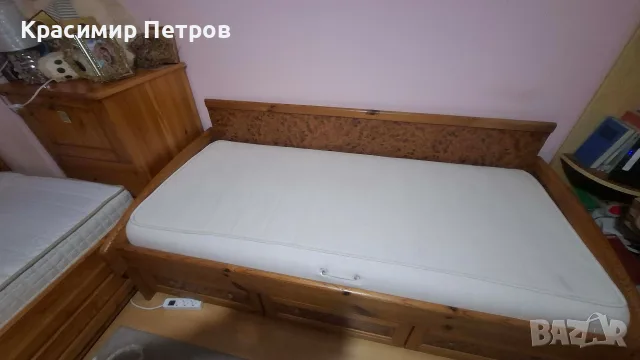 Единични легла от естествена дървесина с матраци и ракла., снимка 2 - Спални и легла - 55440757