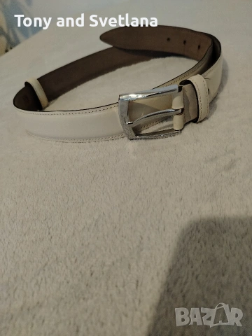 Мъжки кожен колан TEODOR, цвят - светлобежов, снимка 2 - Колани - 54067198