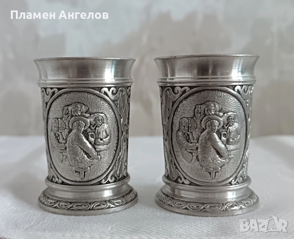 Комплект от 2броя немски калаени чашки SKS Zinn 95%W.Gernany., снимка 2 - Антикварни и старинни предмети - 55140136