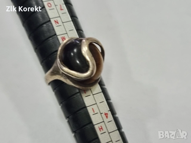 Дамски сребърен пръстен с камък тигрово око, снимка 7 - Пръстени - 54476839
