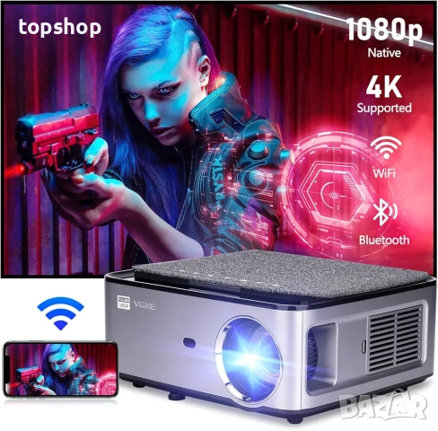 Чисто нов Full HD Смарт Проектор VGKE T28 с Android и Wi-Fi за домашно кино  